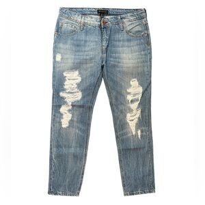 MNG Ripped Low Rise Ankle Jeans - Size 6